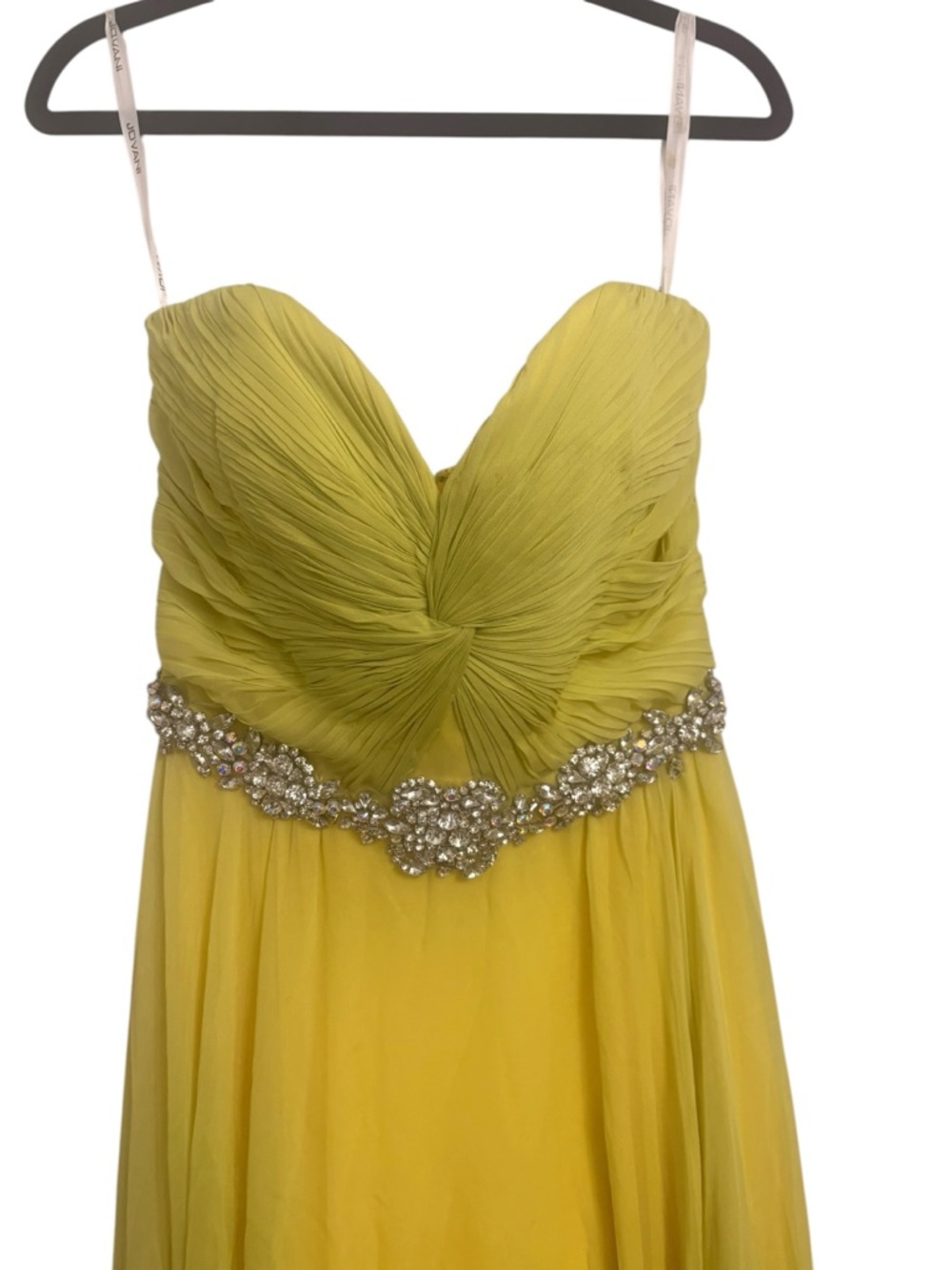 Jovani Yellow Silk Chiffon Strapless Prom Gown Formal Dress Size 2 - Picture 3 of 7